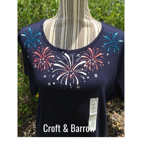 Croft & Barrow Blue Firework Tee shirt XXL(2X) - Picture 6 of 9